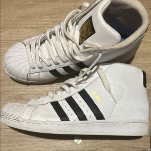 Adidas White and Black Striped Sneakers